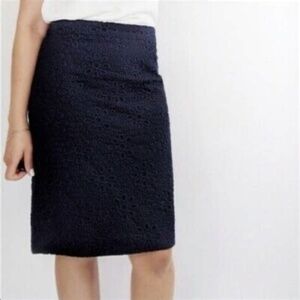 J. Crew No. 2 pencil skirt in pinwheel eyelet, Navy women’s size 4